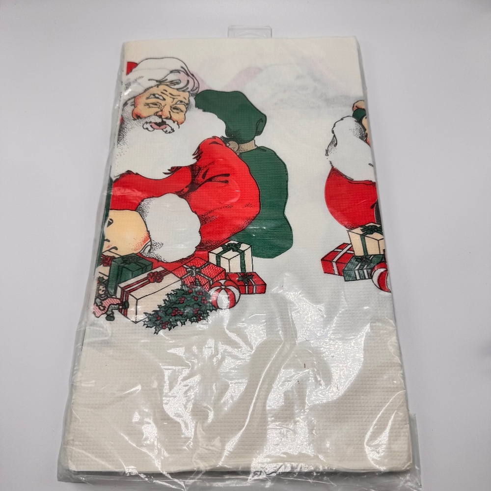 Vintage NOS Paper Tablecover Christmas Santa Claus 48x88” Party Creations‎